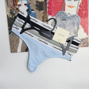 NWT Calvin Klein Women Ribbed Thong 3 Pack